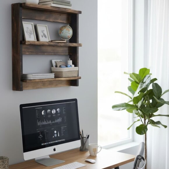 Handmade Rustic Wooden Wall Shelf - Picture 5 of 6